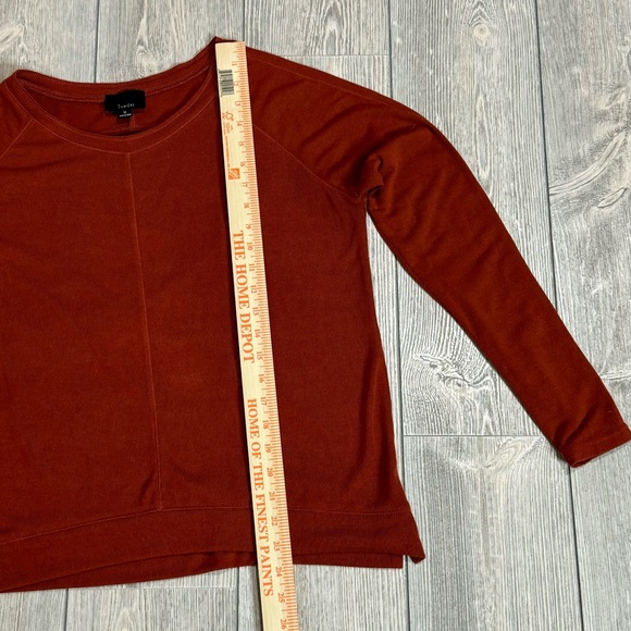 Deep Orange/Rust Lumiere Long Sleeve Top Size Medium Round Neck Relaxed Fit - Picture 6 of 8